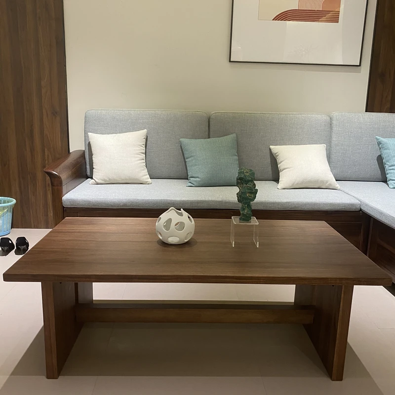 JH1708#实木长茶几乌金木客厅储物茶桌现代简约茶几