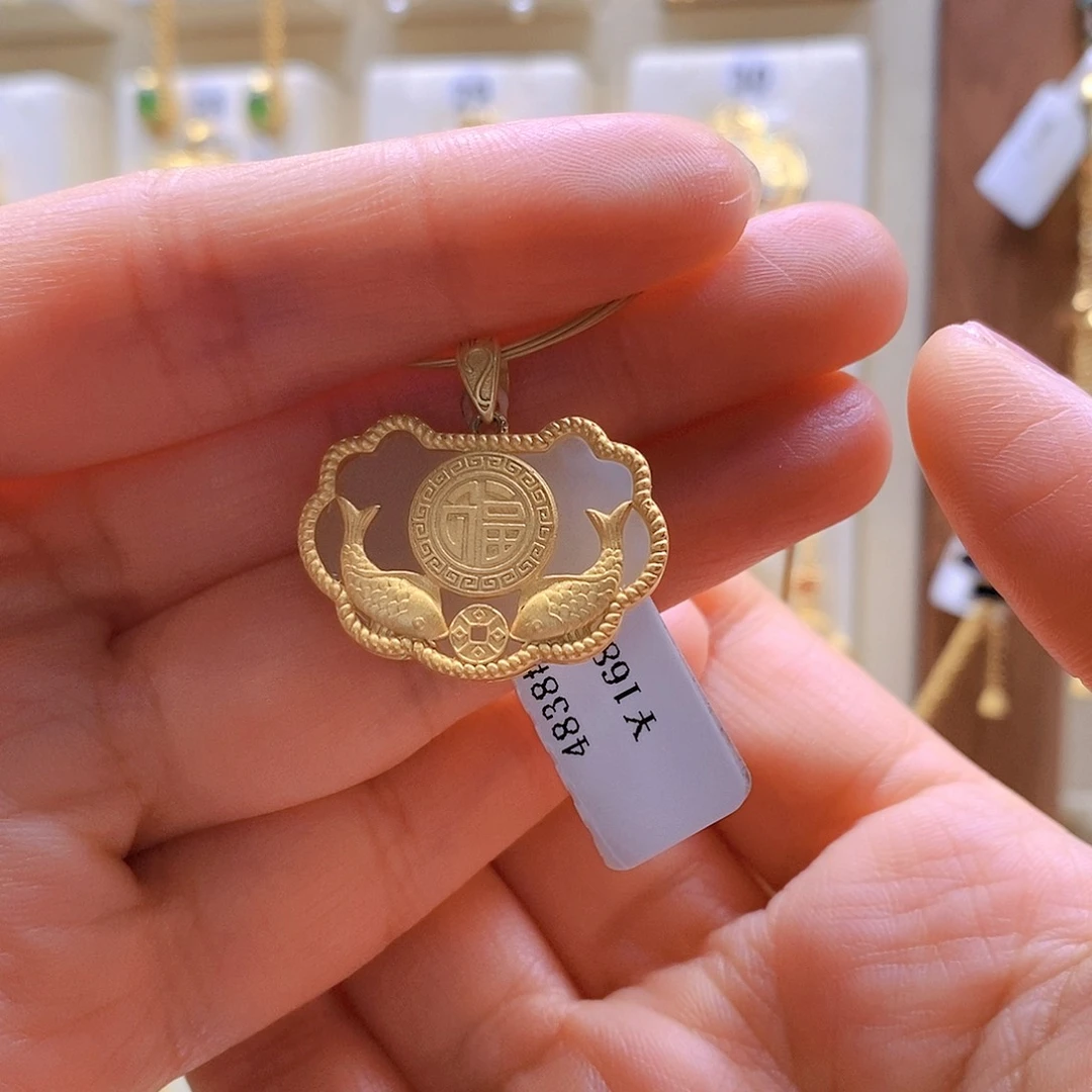 和田玉颈饰银S925镶嵌