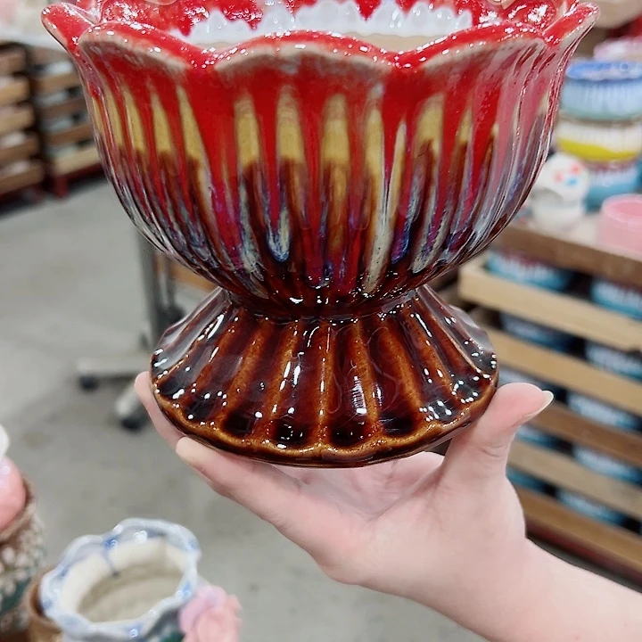 有孔.凑满10元发货多肉陶瓷花盆！