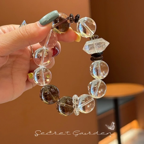 合金手链 【黑白默片】原创系列天然茶白水17-18m（非全净小棉）