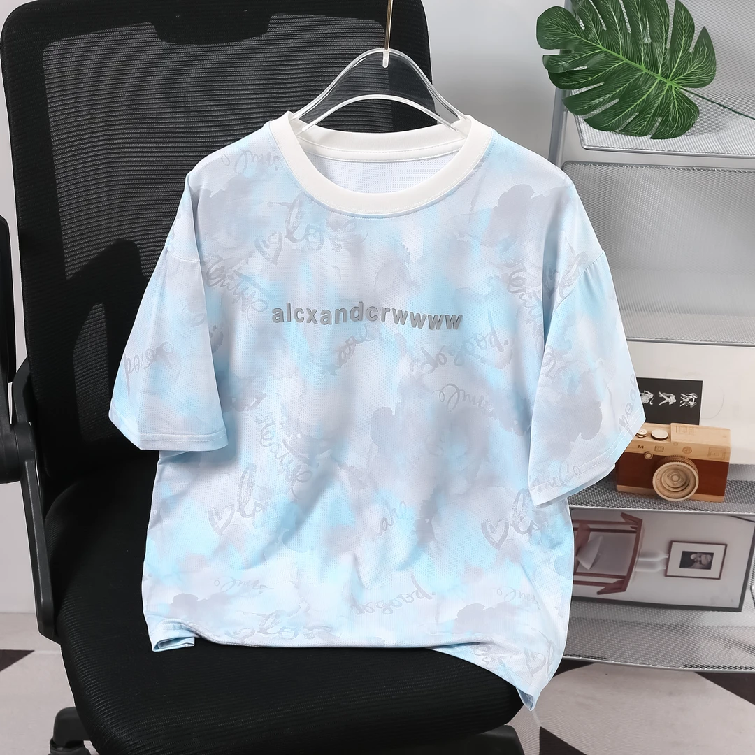 字母短袖中性常规卡通印花T恤速干套装男童大童Q240