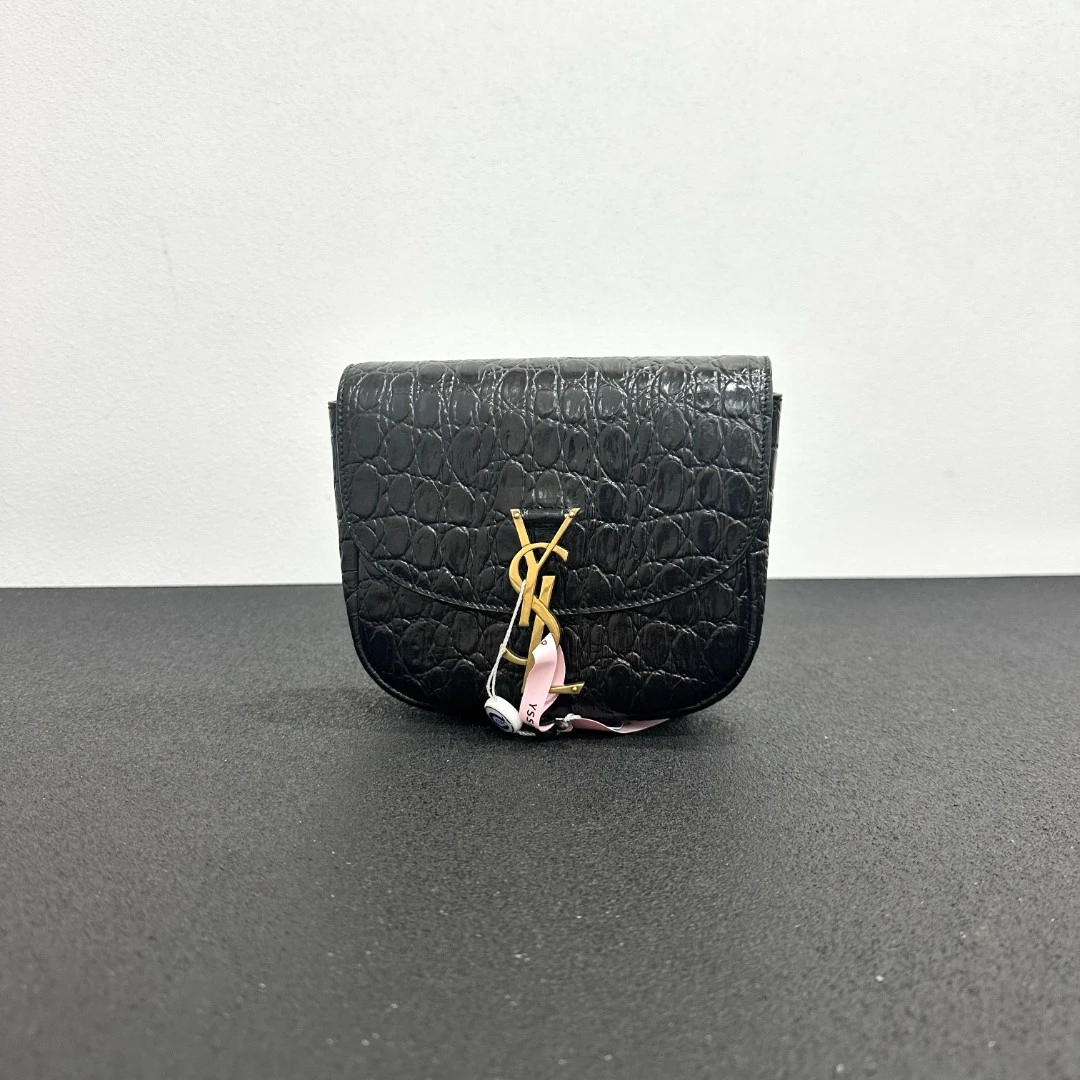 99新 YSL/圣罗兰 壹所奢品YSL 马鞍 鳄压纹 新款 黑金 单肩斜跨包