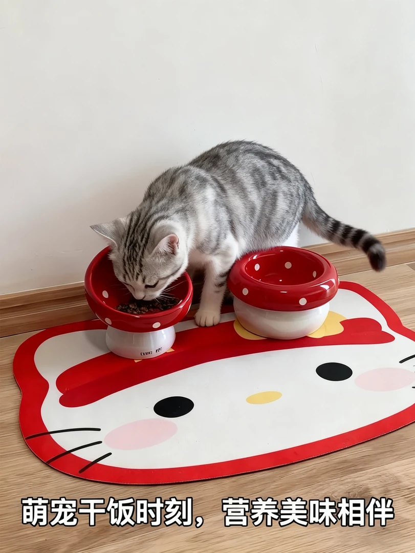 狗狗猫碗保护颈椎蘑菇套防打翻双碗喝水一体中小型犬宠物用品SW03