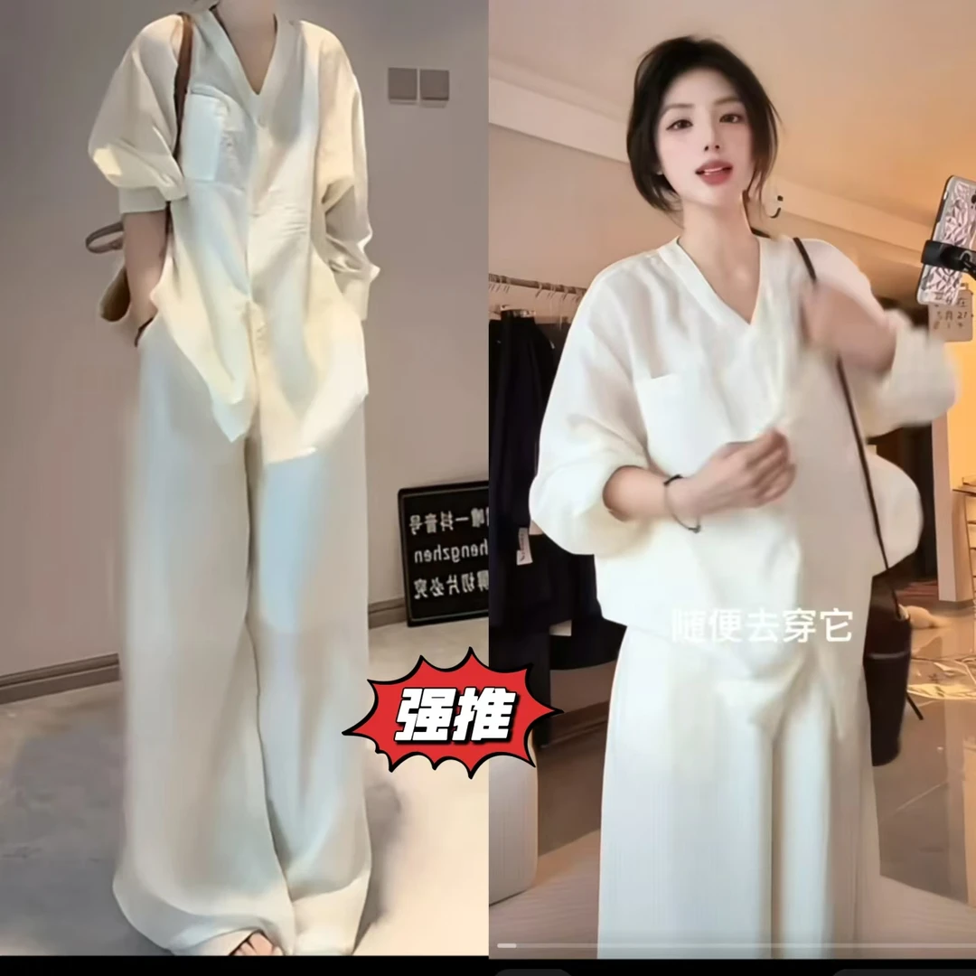 开衫老钱风太丝衬衫套装女夏季休闲松弛出游穿搭高级感防晒两件套