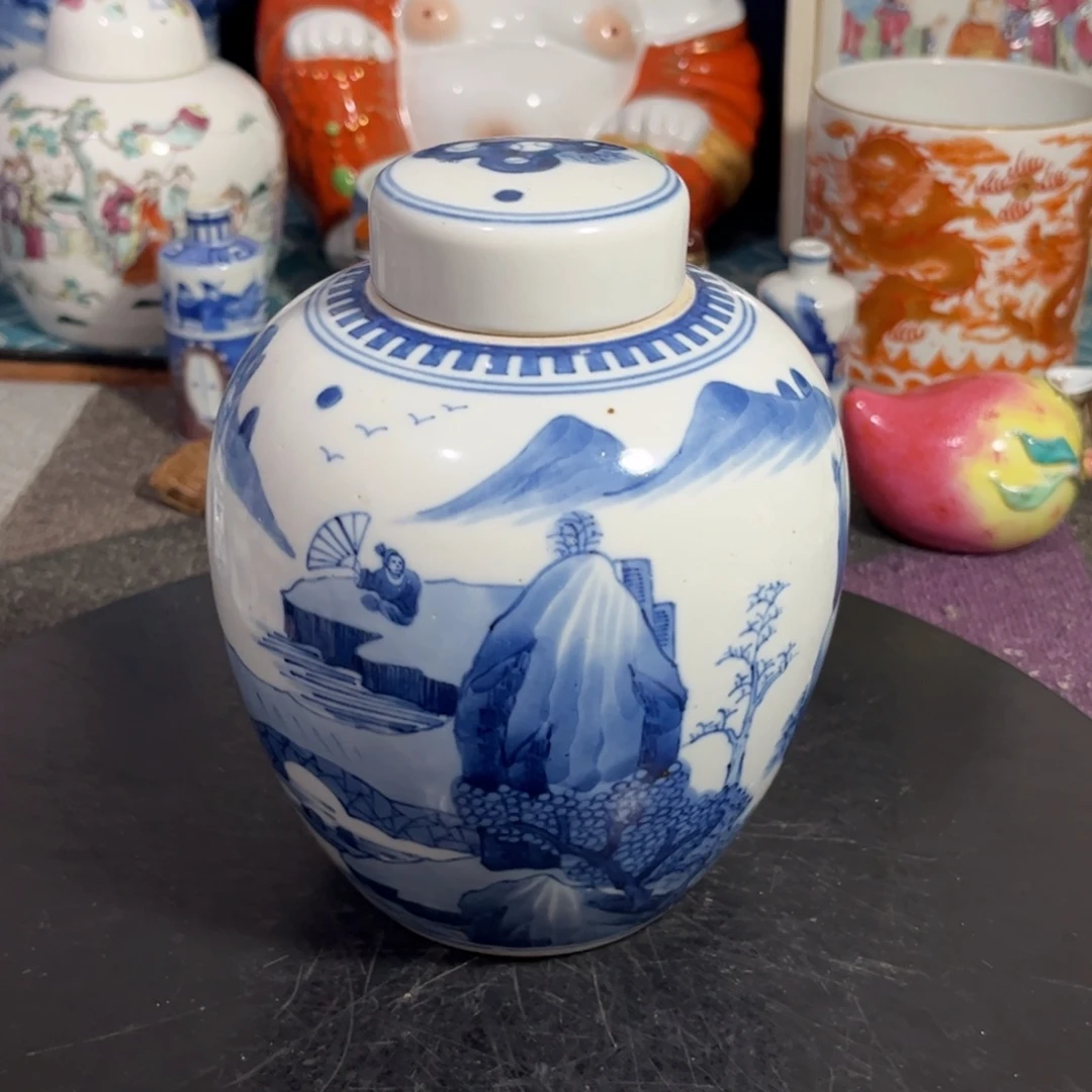 青花山水罐一件全品