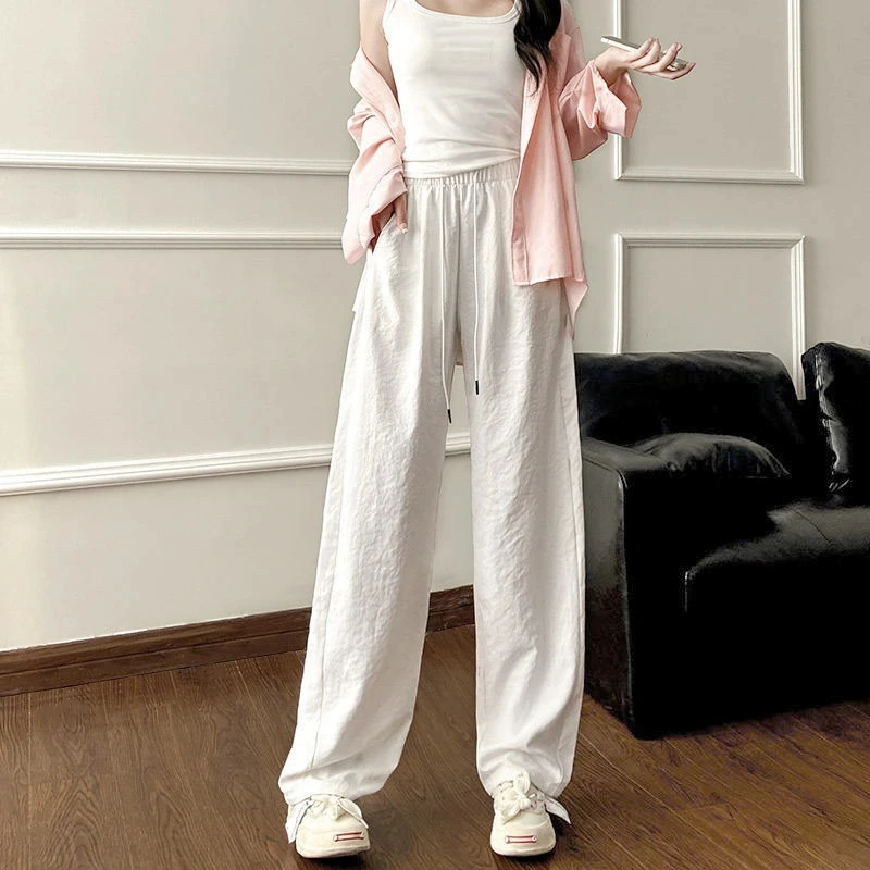 阔腿裤子女2025新款春季高腰垂感直筒休闲小个子春夏季薄款弯刀裤