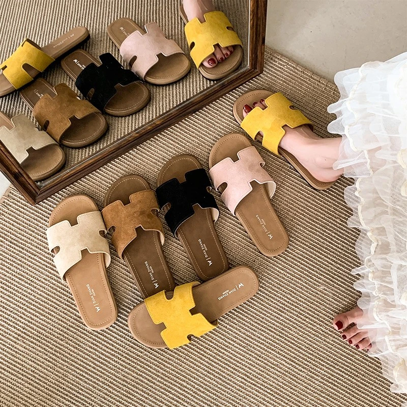 平底勃肯凉拖鞋女外穿2025新款夏季复古休闲软底一字拖海边沙滩鞋