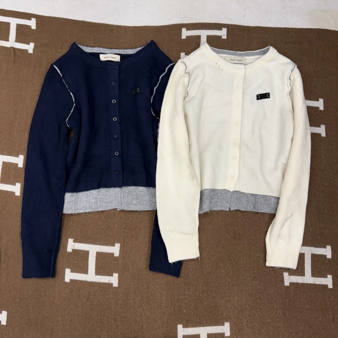 SuSu-315新款拼接开衫贴标针织衫