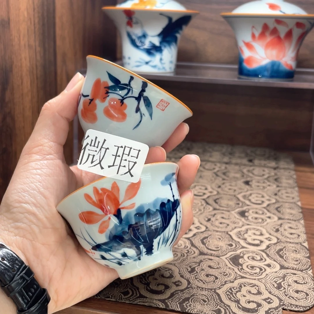 釉下彩纯手绘有瑕