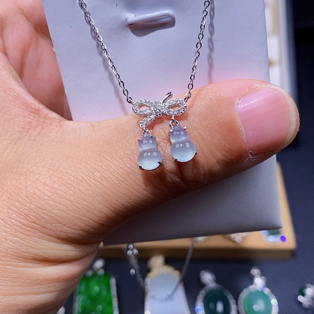 颈饰银S925镶嵌翡翠w w