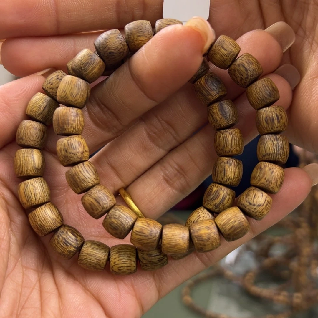 沉香手串海南老白棋鼓珠卡9/7g单圈多样性发一