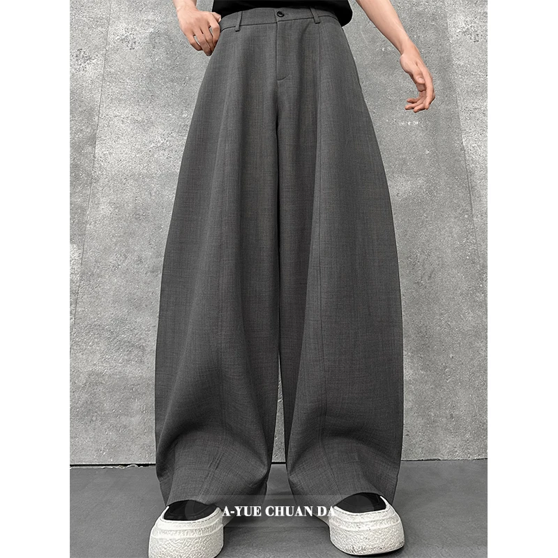 AYUE秋季新款高级感阔腿休闲宽松西裤男垂感廓形cleanfit裤子男