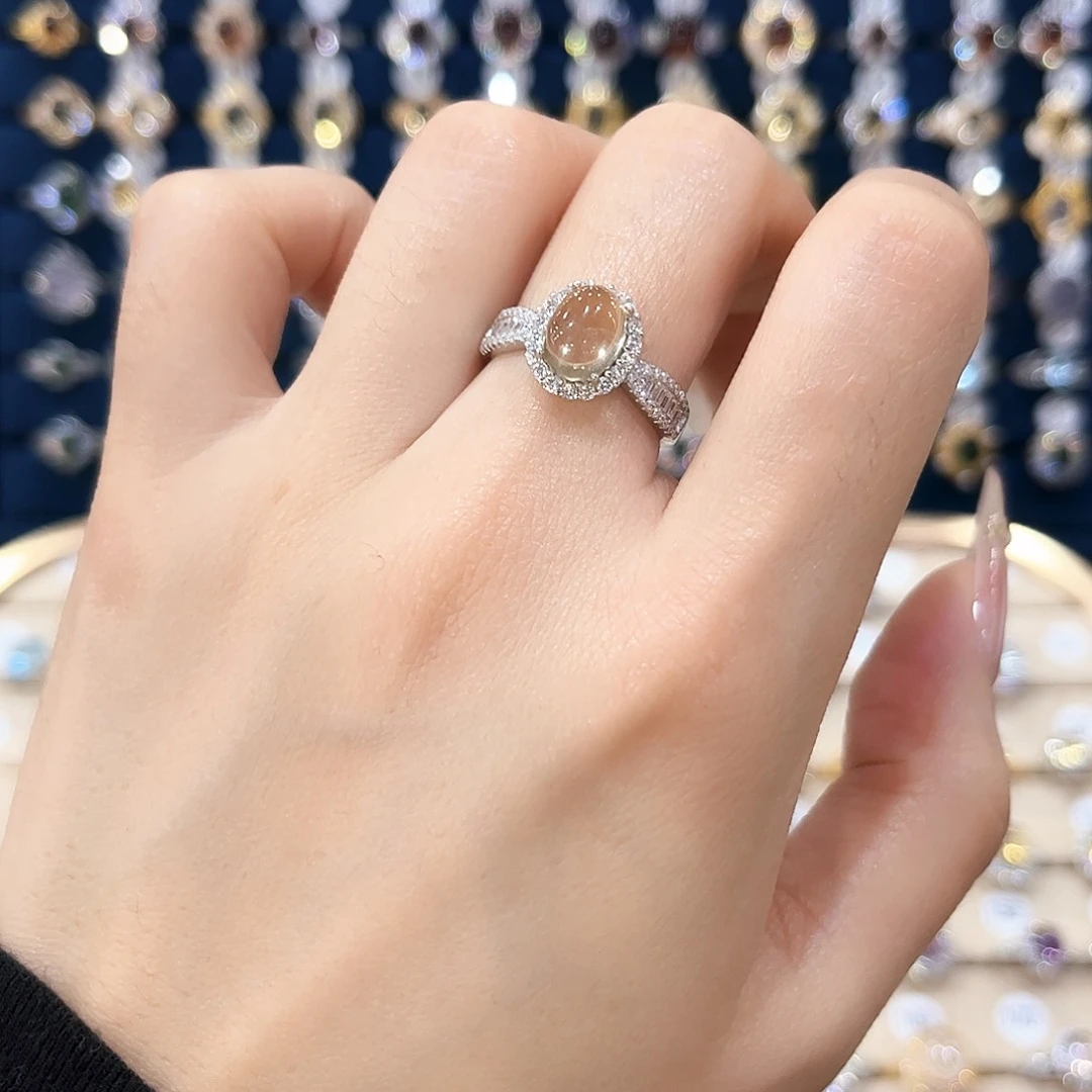 黄晶女款银S925镶嵌戒指