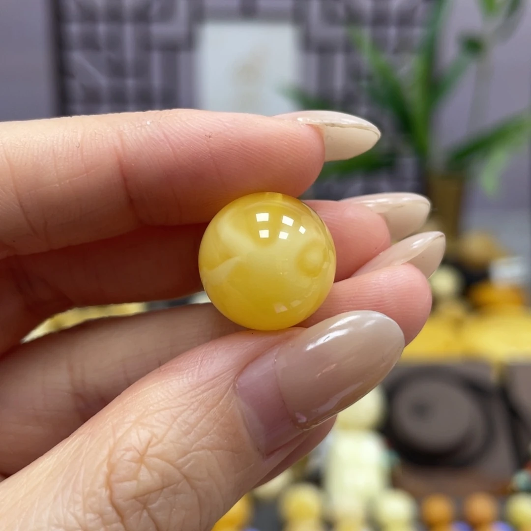 琥珀裸石未镶嵌15.0mm圆珠