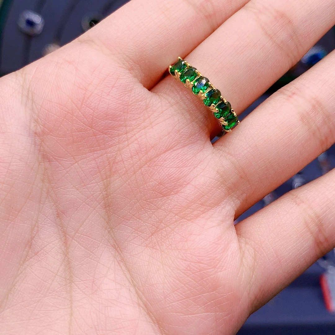 祖母绿戒指银S925镶嵌