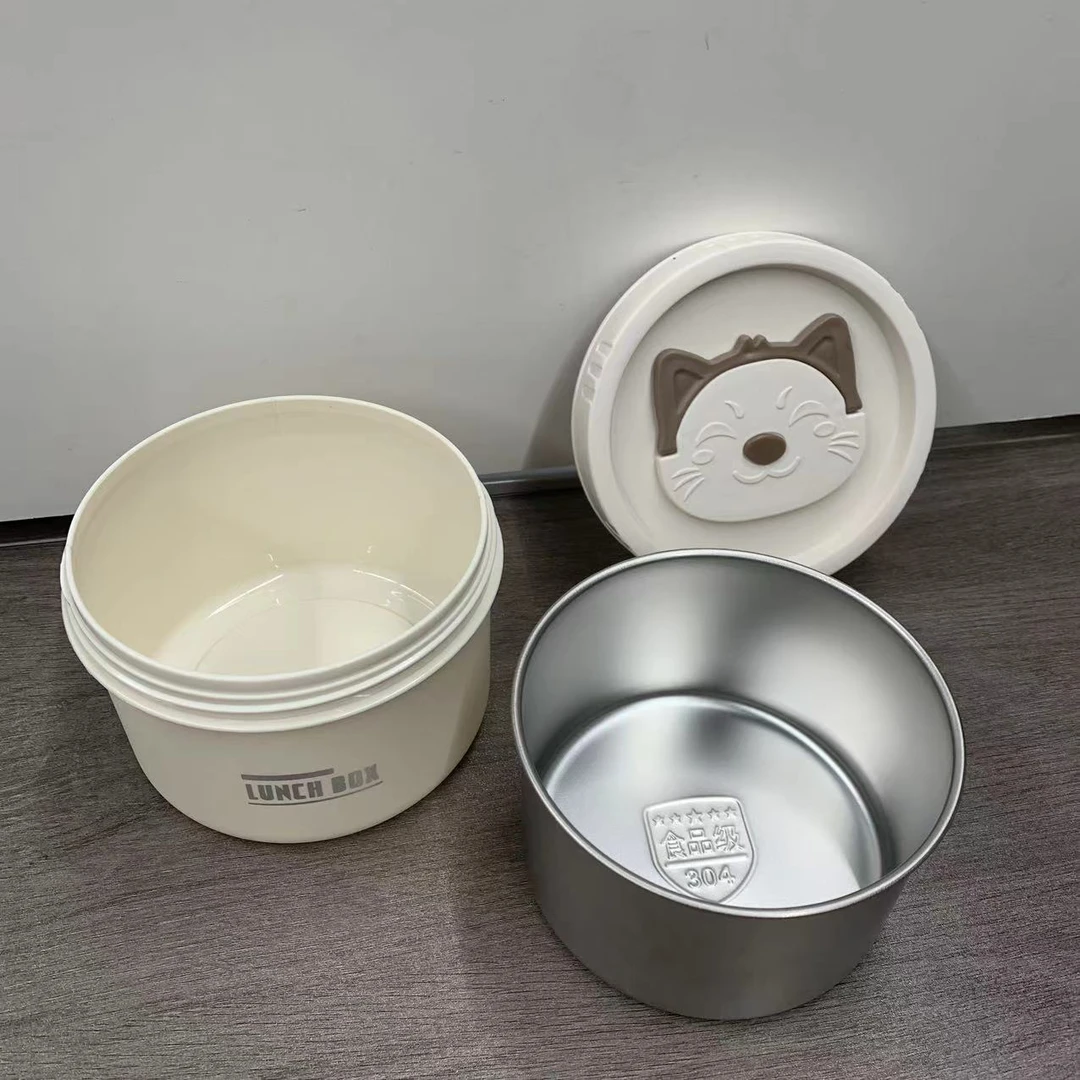 猫咪不锈钢保温饭盒上班族保温便携学生家用可提便当可拆卸微波炉