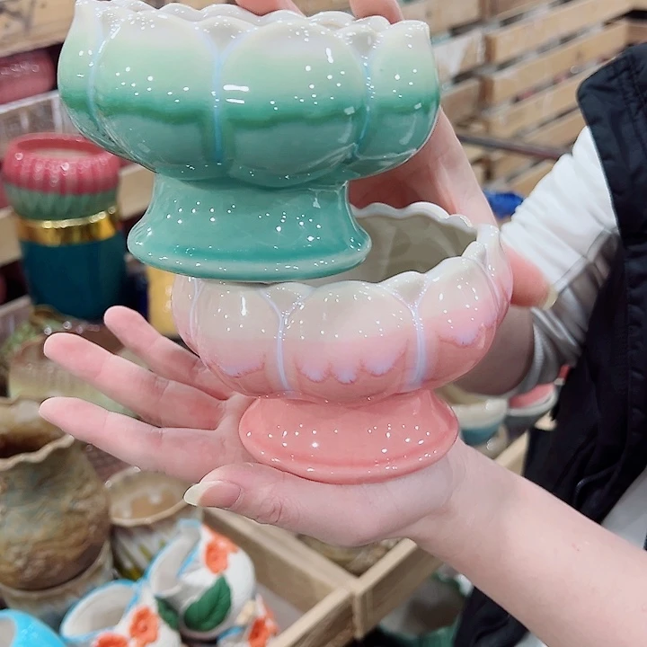 有孔，凑单福利满10元发货陶瓷多肉花盆！