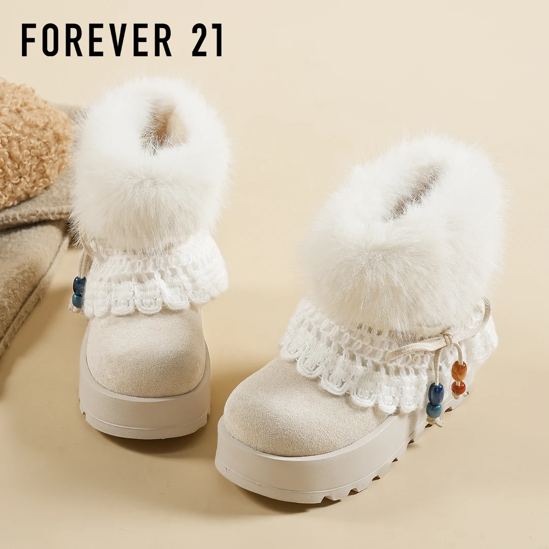 F21雪地靴女款2025新款冬季软底加绒加厚保暖抗寒防滑超可爱棉鞋