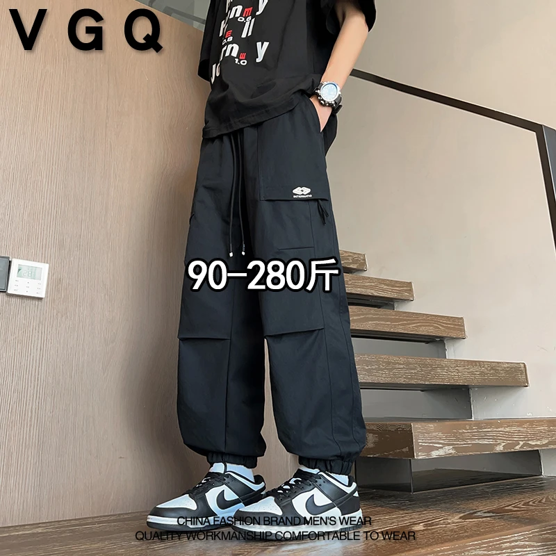 VGQ潮男工装裤2025秋季新款加肥大码美式休闲复古机能风束脚裤子