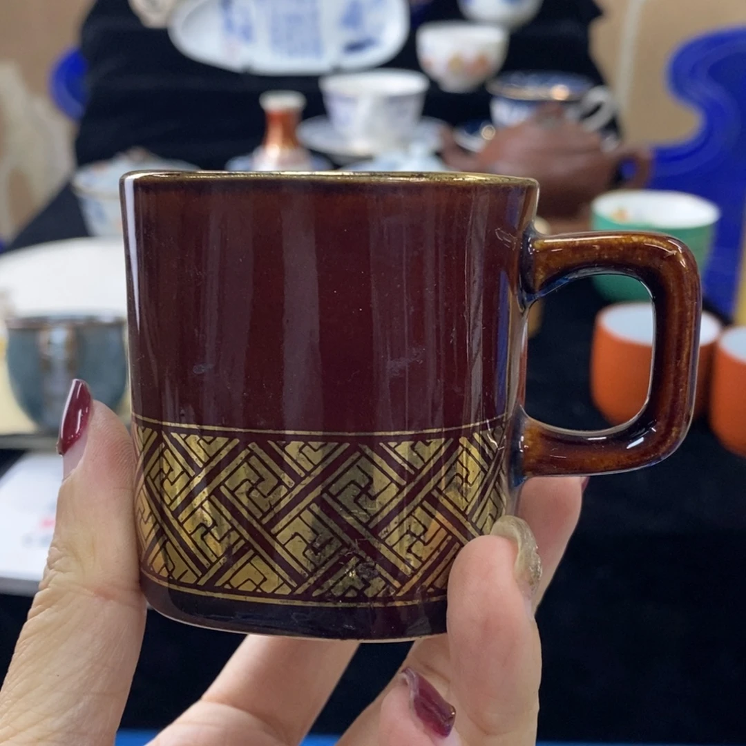 茶***A瓷片陶瓷茶杯深色饮品杯子
