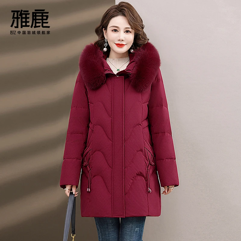 2024年新款妈妈装保暖宽松加绒加厚连帽时尚羽绒服女YZ901X16120