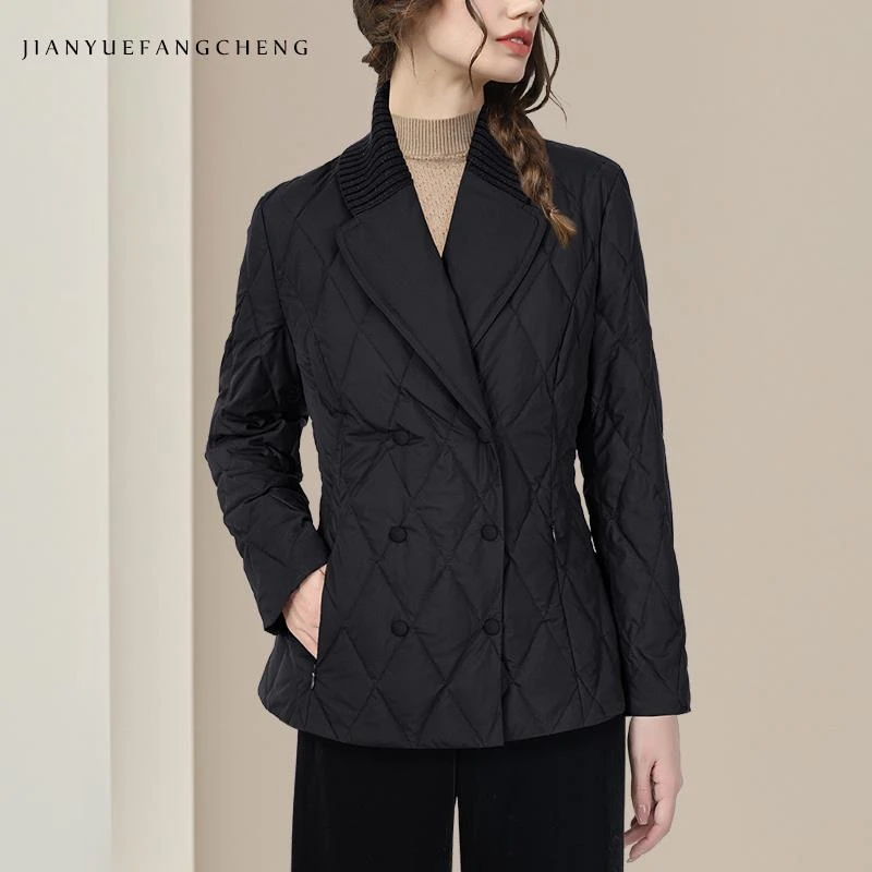 羽绒服女冬季显瘦洋气长袖保暖短款白鸭绒气质黑色WI243890