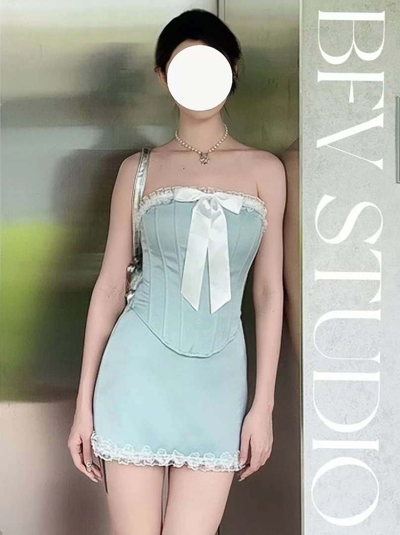 BFV STUDIO【薄荷日记】千金少女优雅气质蕾丝纯欲春夏秋季套装