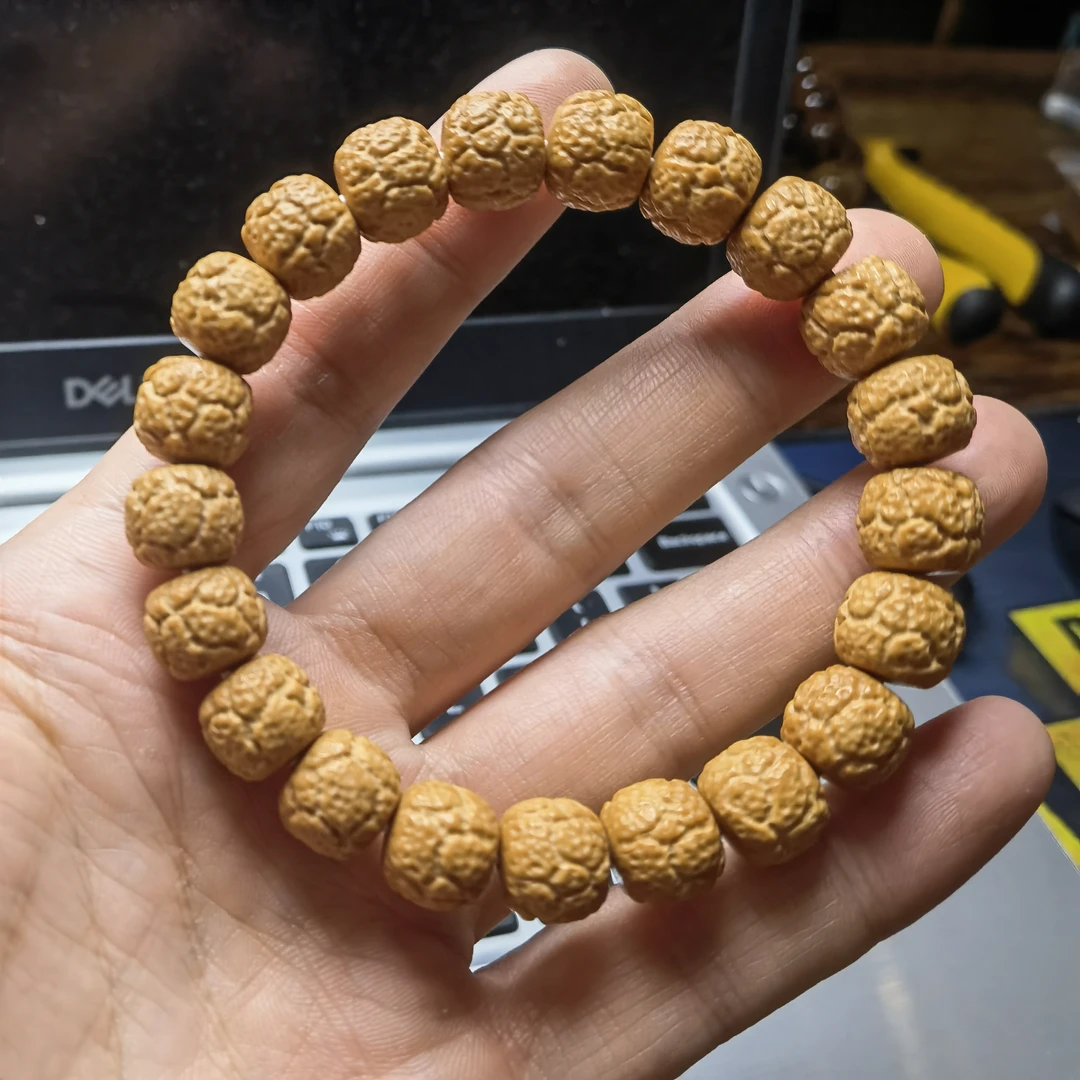 文玩猴头核桃雕刻饕鬄纹单圈手串卡11+mm