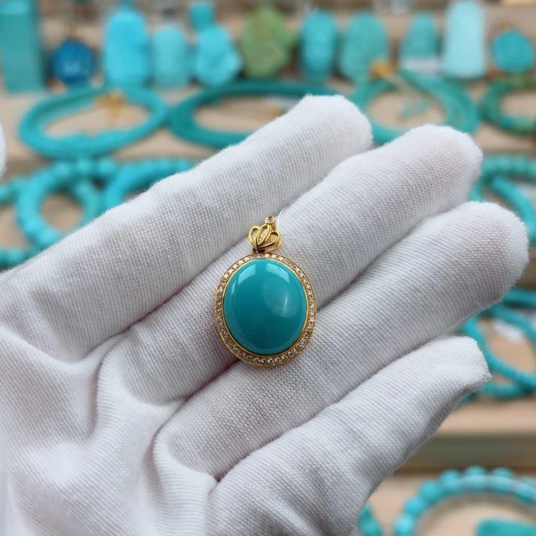 绿松石18K金镶嵌珠宝奇石