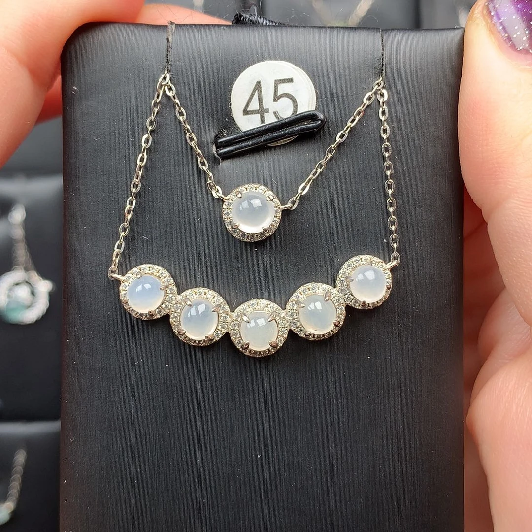 翡翠银S925镶嵌颈饰