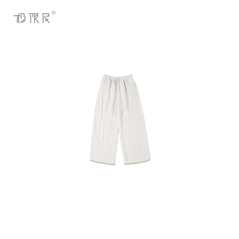 极限民《松意》春夏季毛边裤脚老钱风阔腿休闲长裤F5103F2003