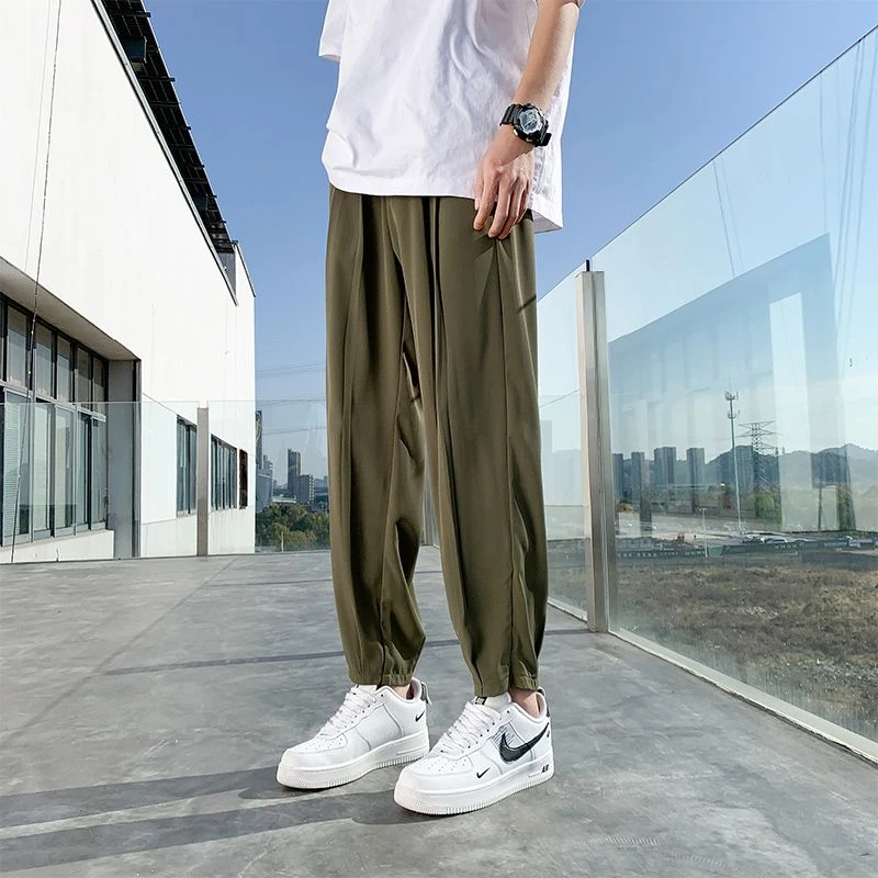 夏季薄款休闲裤裤子男生直筒阔腿裤束脚裤运动宽松男士韩版ins