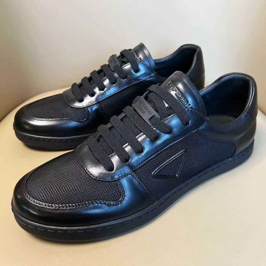 广州手工鞋夏季款皮配网软底软面透气百搭一脚蹬男鞋0319-2