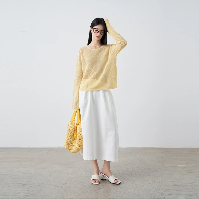 Moprobably李予诺「泰美」"100%棉"极简风镂空套头毛衫L5176068