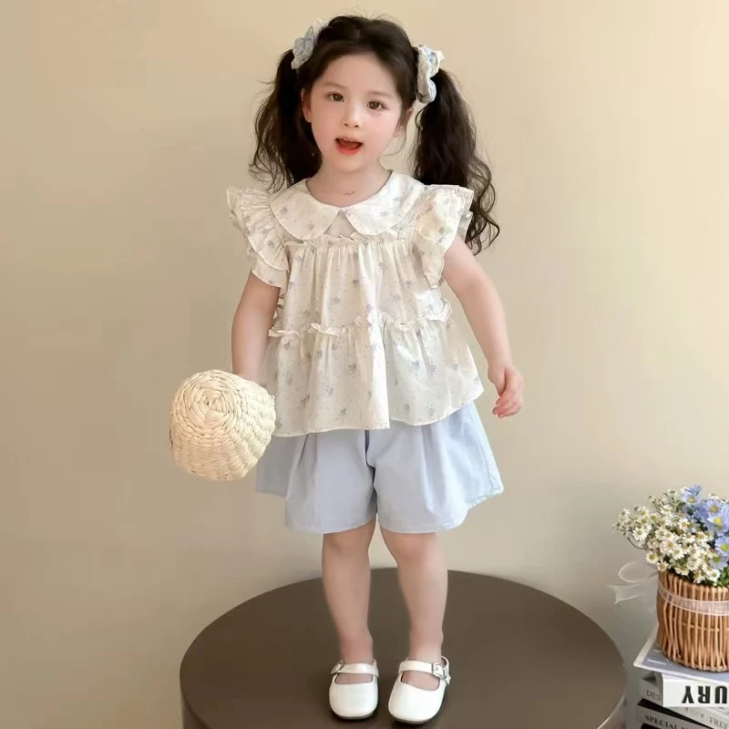 女童套装夏装2025新款儿童洋气短袖上衣小童短裤宝宝薄款夏季衣服