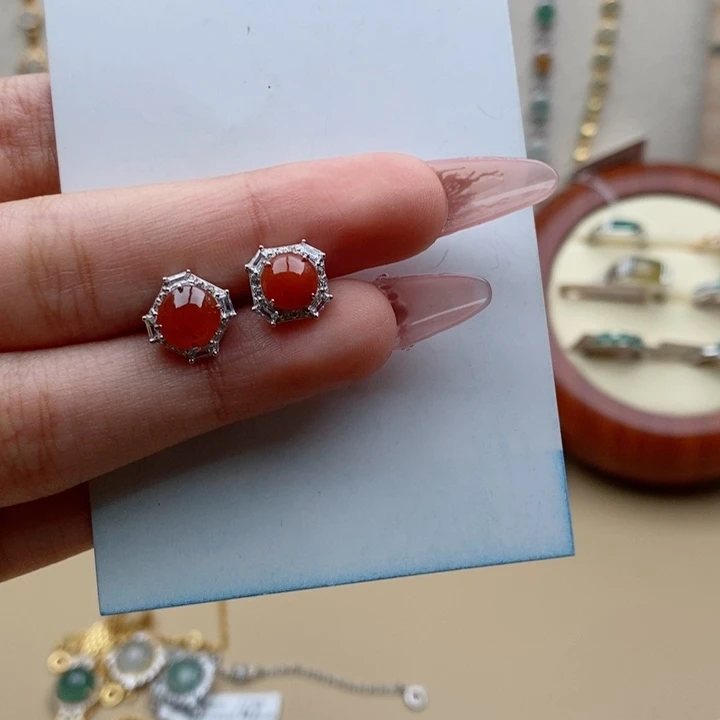 翡翠耳饰银S925镶嵌脆***丸111111