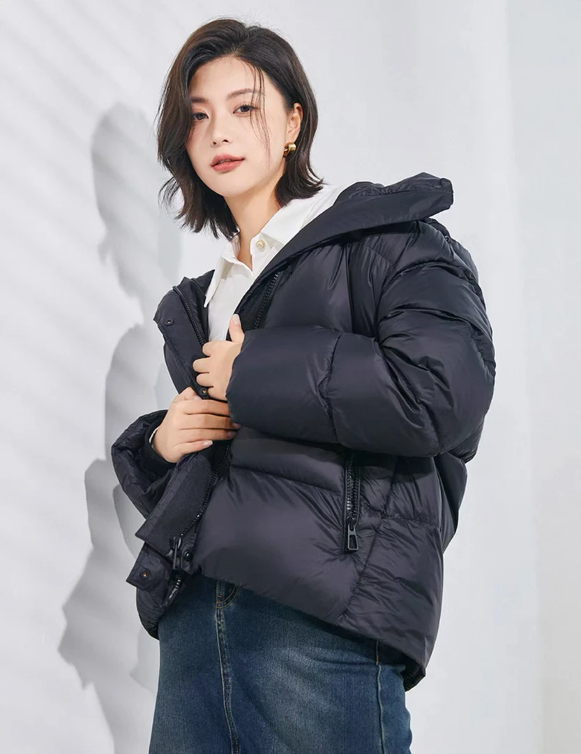 8128连帽羽绒服黑 （衣长69左右）