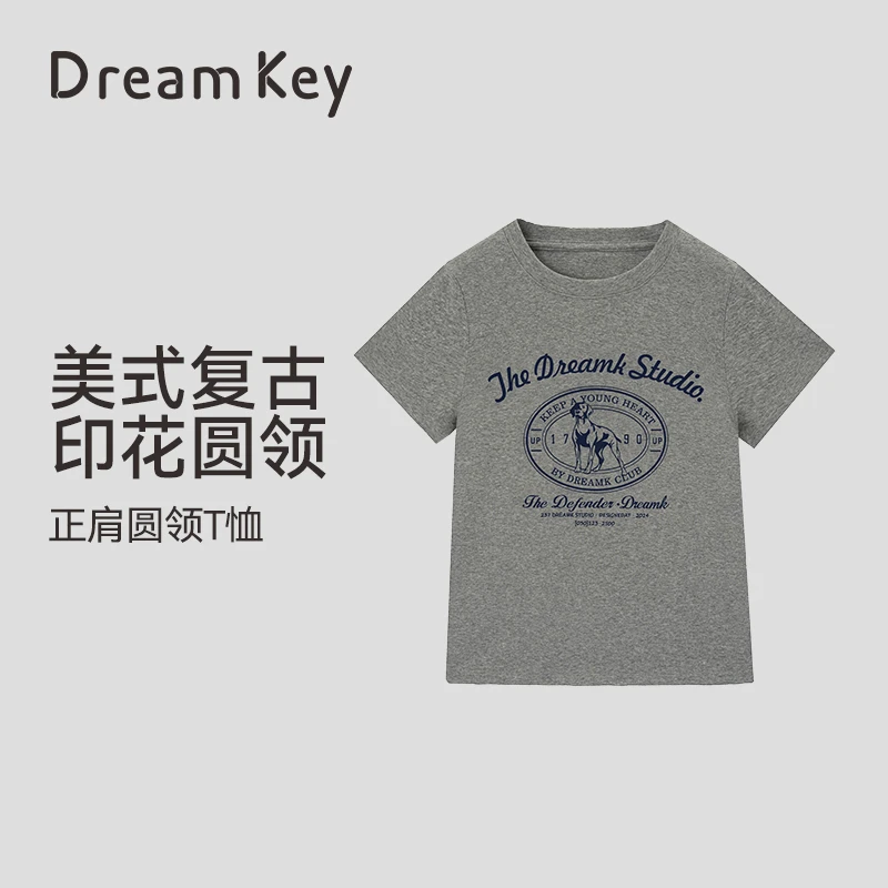 运动休闲正肩短袖高街美式休闲刺绣短袖夏季薄款弹力运动3397