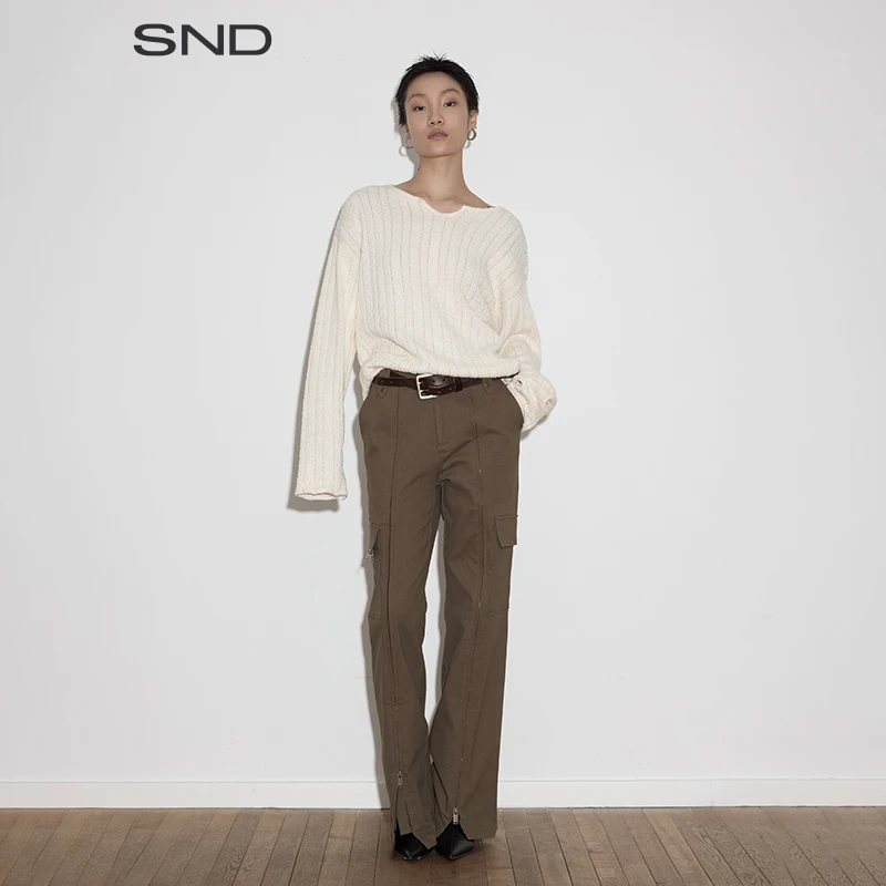 【DEFYNITION 设计师品牌】SND AW25 斜纹微喇拉链长裤女款