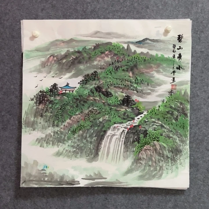 国画山水68厘米斗方