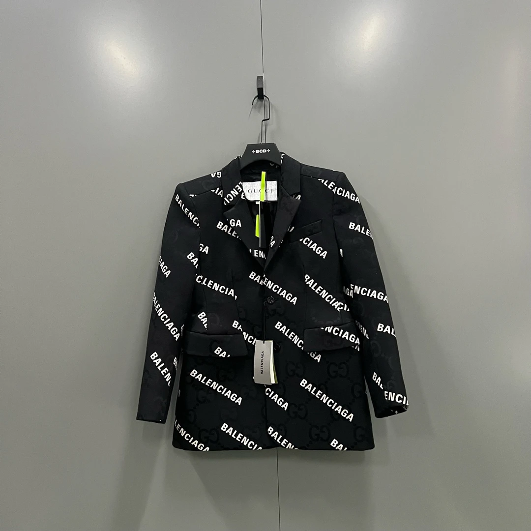 未使用 GUCCI/古驰 C27 巴黎世家 联名款 满印logo西装夹克 48码