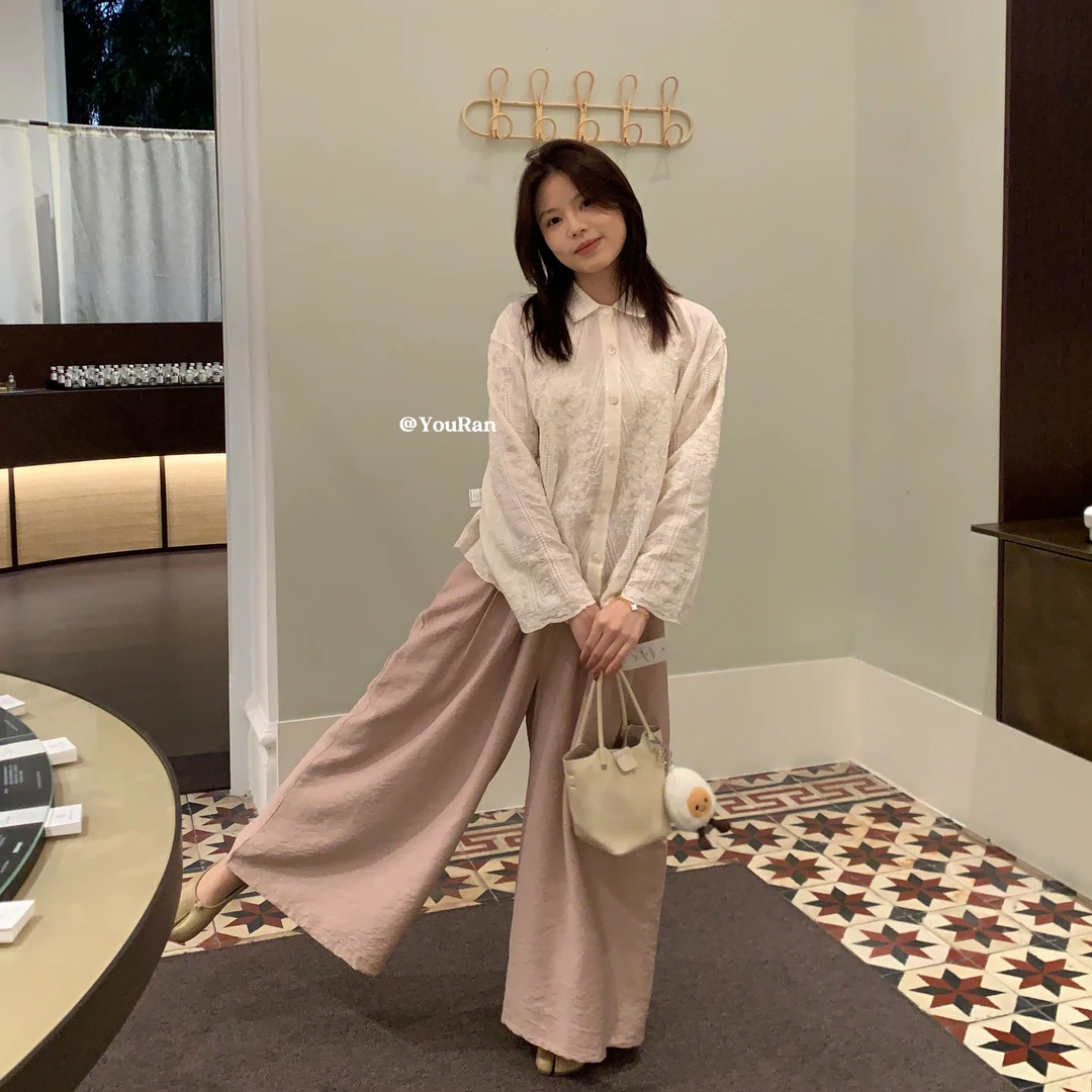 周悠然【早春阔腿裤】韩系休闲气质阔腿裤有内衬