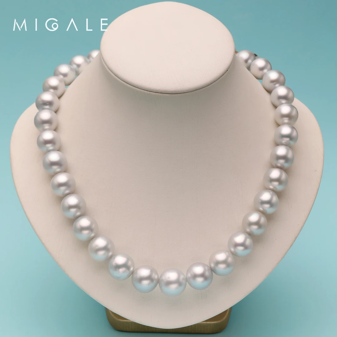 【收藏级】海水珍珠【贵族蓝血】澳白串链带大证 12-15.8mm E033