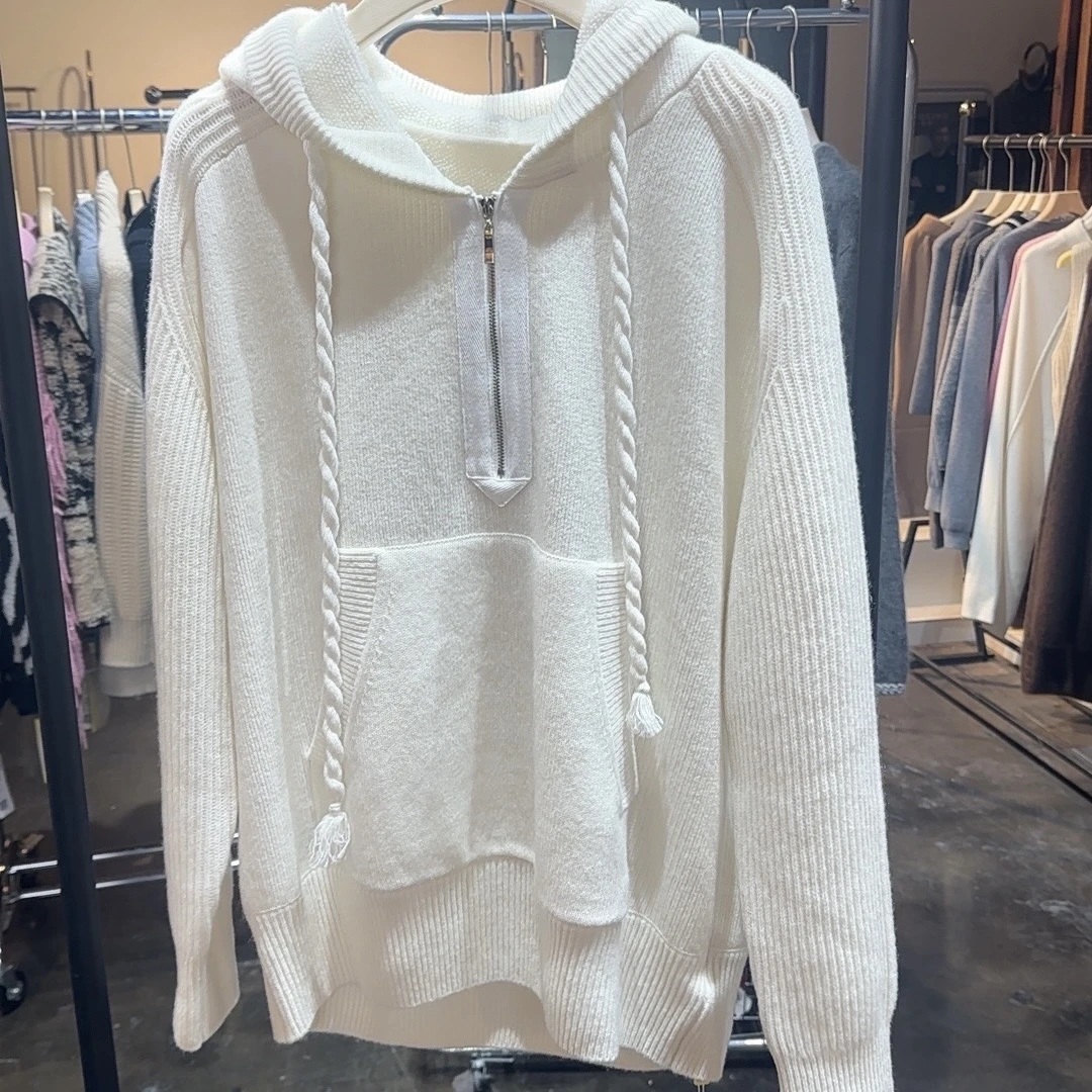 【百分百山羊绒】241537初剪级竖拉链保暖连帽加厚羊绒帽衫休闲百搭