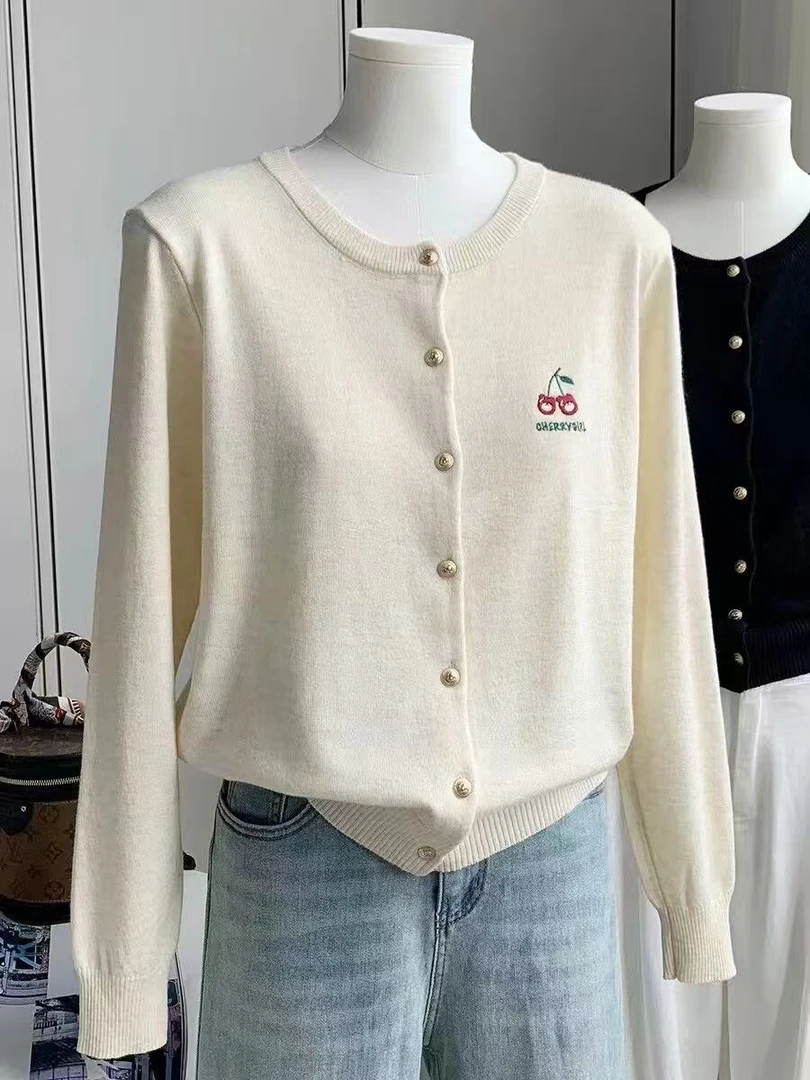 琪琪大码女装胖mm学院风彩色针织开衫春季新款内搭显瘦上衣ins潮