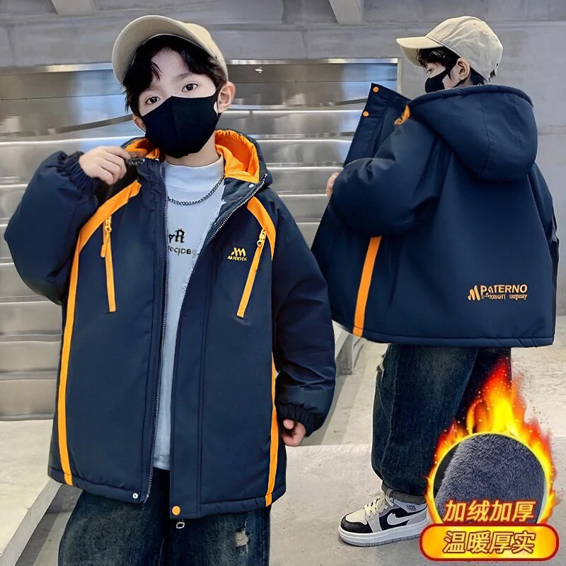 男童冬装加绒加厚棉服外套秋冬款2025新款中大儿童装男孩冬季帅潮
