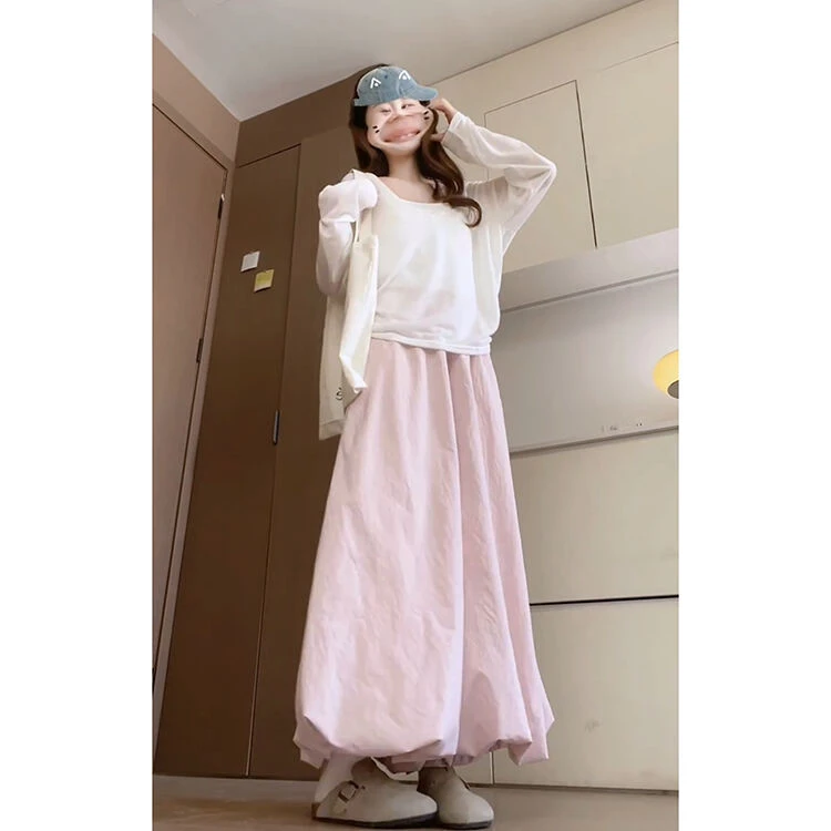 2025小个子裙裤花苞宽松阔腿裤休闲女灯笼裤显瘦高腰夏季新款粉色