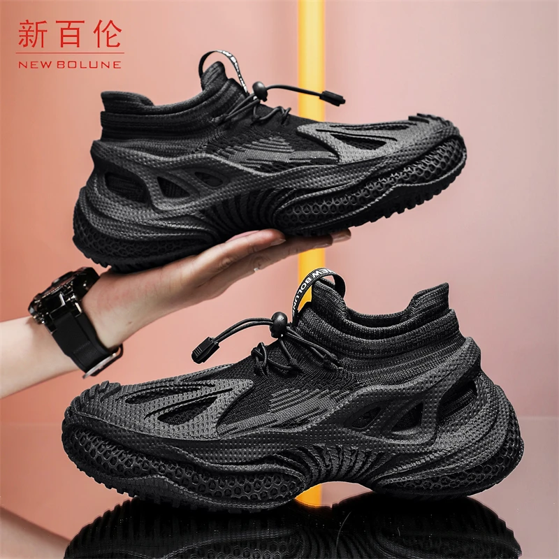 NEW BOLUNE/新百伦男鞋夏季袜子鞋透气飞织网面运动鞋厚底休闲鞋
