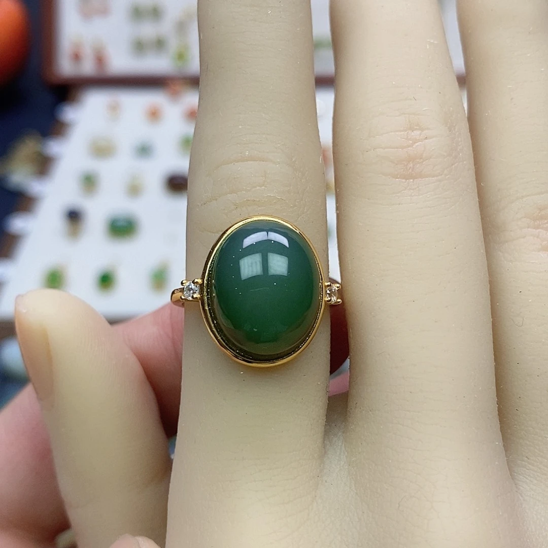 燕***七和田玉戒指银S925镶嵌