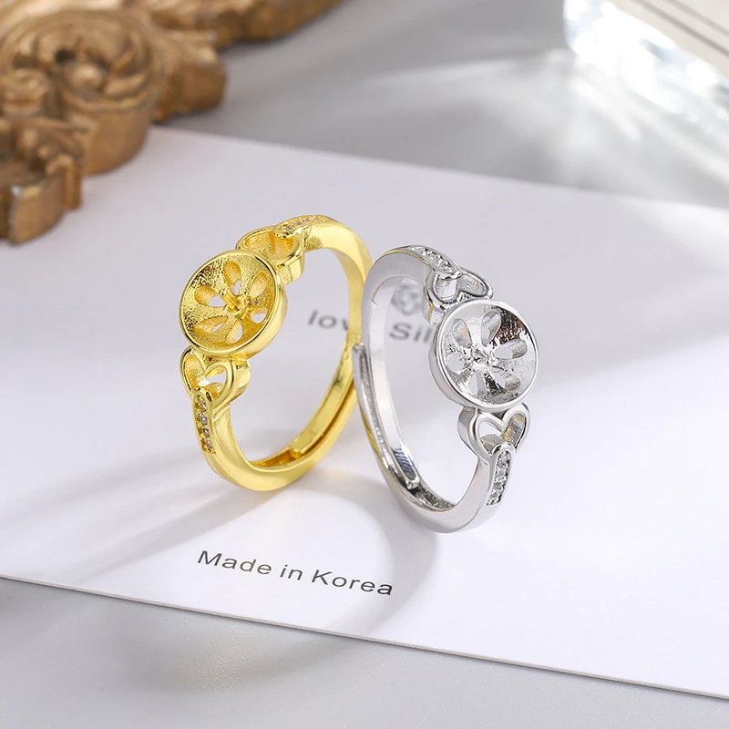 纯铜锆石戒指 厂家珍珠托开口调节戒指托配件女性指环DIY首饰材料